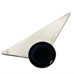Taxco T2-50 Mexico Modern Brooche‎ Silver and Black Geometric Brooch